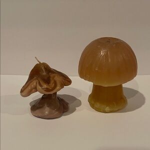 Vintage Mushroom Shaped Candles in Brown/Tan and Yellow
